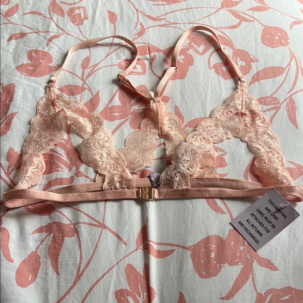 Savage X Fenty Pink Lace Bralette with Adjustable Straps